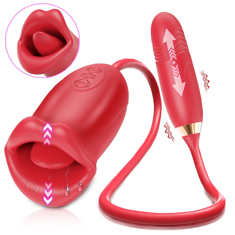 Rosabella Tongue Licking Telescopic Vibrator